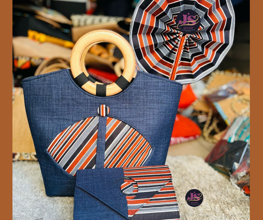 Trio Élégance – Sac, Pochette & Éventail Assortis